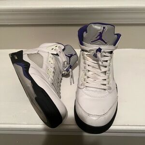 Air Jordan 5 Retro AJ5 White/Dark Concord/Black Purple Grape Mens 9.5